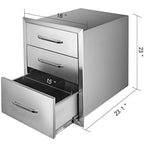 18"Wx23"H Outdoor Kitchen Drawers Double Access StoraBBQ Drawer Grill Station