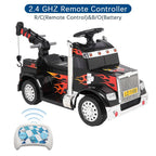 Zimtown Kids Small Crane Ride-On Car Vehicle Toy with 6V Battery Powered Electric Red 4-Wheeler 3 KM / H, w/ LED Headlights, Music Board Black