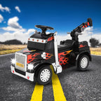 Zimtown Kids Small Crane Ride-On Car Vehicle Toy with 6V Battery Powered Electric Red 4-Wheeler 3 KM / H, w/ LED Headlights, Music Board Black