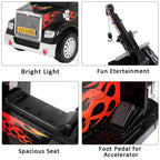 Zimtown Kids Small Crane Ride-On Car Vehicle Toy with 6V Battery Powered Electric Red 4-Wheeler 3 KM / H, w/ LED Headlights, Music Board Black