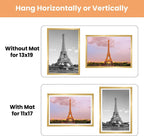 upsimples 13x19 Picture Frame Set of 5,Display Pictures 11x17 with Mat or 13x19 Without Mat, Wall Gallery Photo Frames,Gold