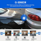 Dash Cam 3.16 Inch Dual Lens Dash Cam, Front -in Camera G Sensor HD Night Vision Wide Angle Car DVR