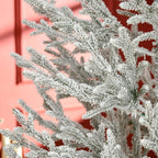 HOMCOM 7 Foot Snow Flocked Artificial Christmas Tree with 240 Fir Realistic Branches, Auto Open, Green