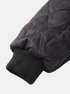 mens letter print applique zip front baseball collar casual double-faced jackets