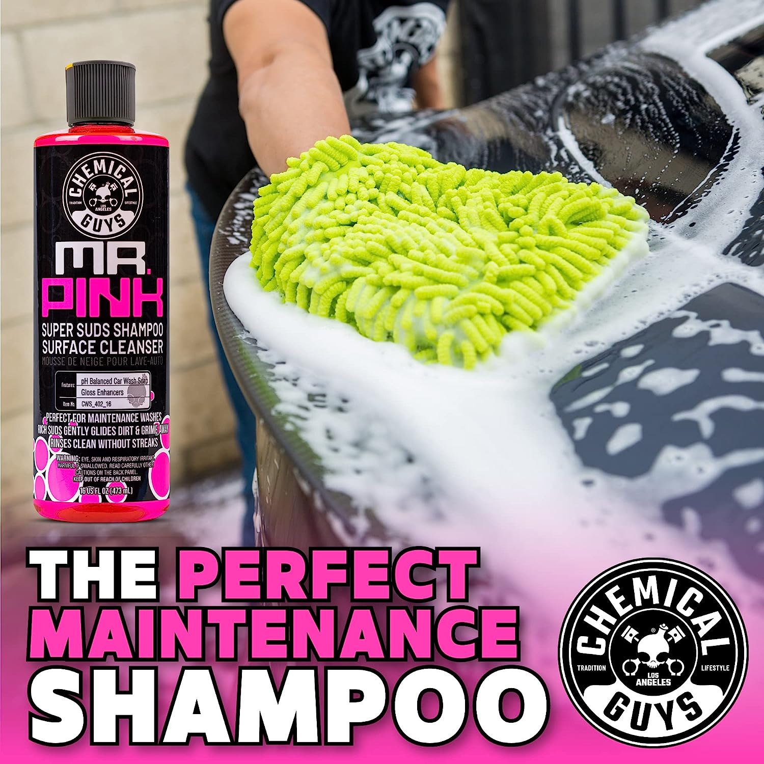Chemical Guys CWS_402_64A Car Wash, Dry &amp; Shine Bundle - Mr. Pink Foaming Car Wash Soap, 64 oz (Half Gallon) + After Wash Gloss Boosting Drying Aid (16 oz) (2 Items) Works on Cars, Trucks, SUVs