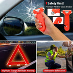 Car Emergency Kit, 23 in 1 Multifunctional Roadside Assistance Auto Safety Kit, First Aid Kit, Jumper Cables, Tow Rope, Triangle, Flashlight, Safety Hammer, and More Ideal Survival Pack Accessories