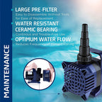 Alpine Corporation Alpine PAL2100 Cyclone Pump-2100 GPH-for Fountains, Waterfalls, and Water Circulation Pond Pump, 8"L x 5" W x 6"H, Black & Blue