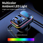 Adapter For Car, Wireless FM Radio Transmitter, Wireless 5.0, MP3 Music Player, QC3.0 + PD 20W USB Car Charger, 7 Colors LED
