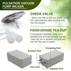 3L MilMachine for Goats - Automatic Portable Pulsation Vacuum Pump Goat Milker, Food Grade 304  Steel Milk Bucket with Auto Stop Check Valve Goat MilEquipment