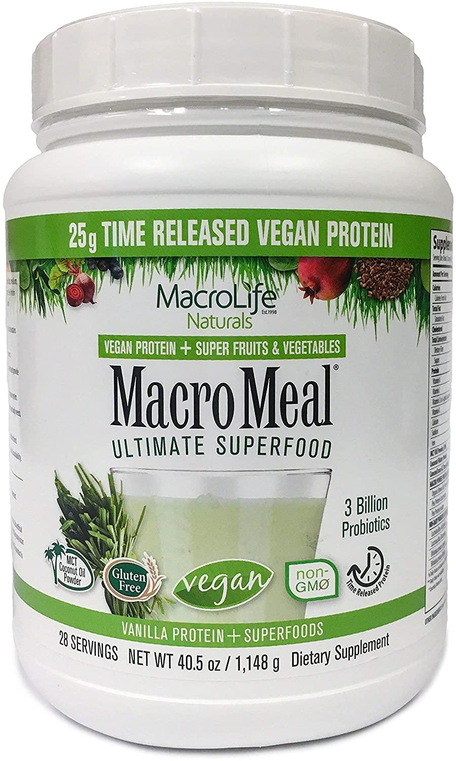 MacroLife Naturals Complete Protein Bundle 3ct - Macro Greens Superfood Powder 30oz (90 Servings) + Miracle Reds Superfood Powder 30oz (90 Servings) + MacroMeal Vegan Vanilla Protein (28 Servings)