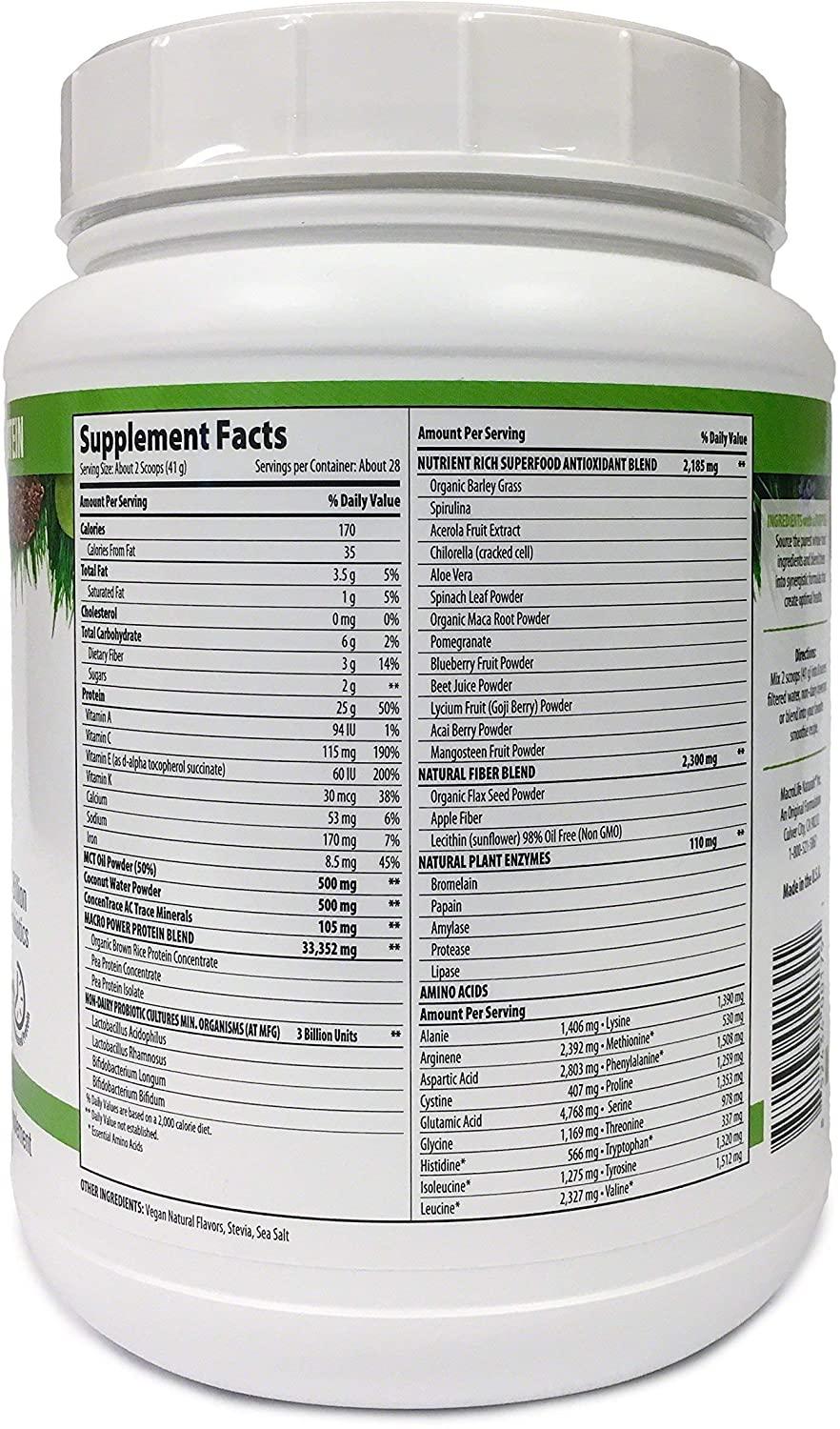 MacroLife Naturals Complete Protein Bundle 3ct - Macro Greens Superfood Powder 30oz (90 Servings) + Miracle Reds Superfood Powder 30oz (90 Servings) + MacroMeal Vegan Vanilla Protein (28 Servings)