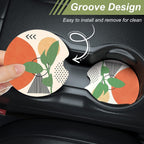 Nipichsha Car Cup Holder Coasters, Car Coasters for Cup Holders, 2 Pack Anti Slip Insert Coasters, Rubber Car Cup Mat with A Finger Notch, Cute Car Interior Accessories for Women (Modern Abstract Art)