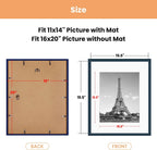 upsimples 16x20 Picture Frame Set of 5, Display Pictures 11x14 with Mat or 16x20 Without Mat,Wall Gallery Poster Frames,Navy Blue