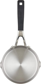 KitchenAid Stainless Steel Saucepan with Pour Spouts, 1 Quart, Brushed Stainless Steel