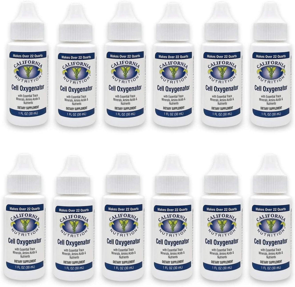 California Nutrition Cell Oxygenator 1 Fl Oz Bottle (Pack of 12), Liquid Oxygen Drops Daily Nutritional Supplement