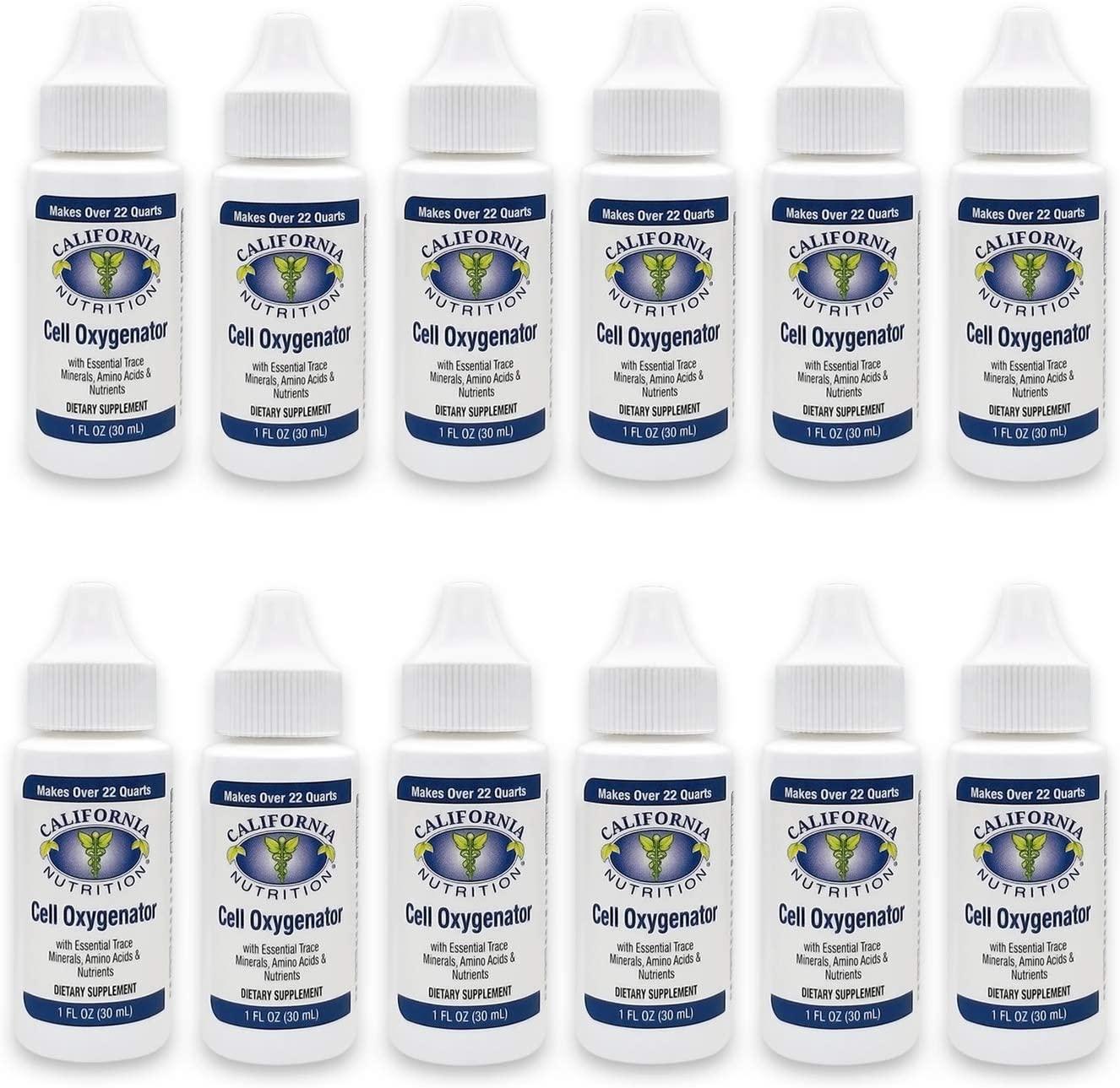 California Nutrition Cell Oxygenator 1 Fl Oz Bottle (Pack of 12), Liquid Oxygen Drops Daily Nutritional Supplement