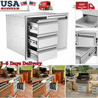 BBQ Access Door Triple Drawer Combo 28"x18" Polished Outdoor Kitchen Flush Mount