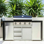 BBQ Access Door Triple Drawer Combo 28"x18" Polished Outdoor Kitchen Flush Mount