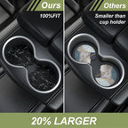 Nipichsha Car Cup Holder Coasters, Car Coasters for Cup Holders, 2 Pack Anti Slip Insert Coasters, Rubber Car Cup Mat with A Finger Notch, Cute Car Interior Accessories for Women Men(Black Marble)