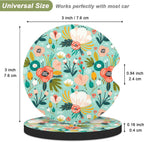 Nipichsha Car Cup Holder Coasters, Car Coasters for Cup Holders, 2 Pack Anti Slip Insert Coasters, Rubber Car Cup Mat with A Finger Notch, Cute Car Interior Accessories for Women Men(Green Flower)
