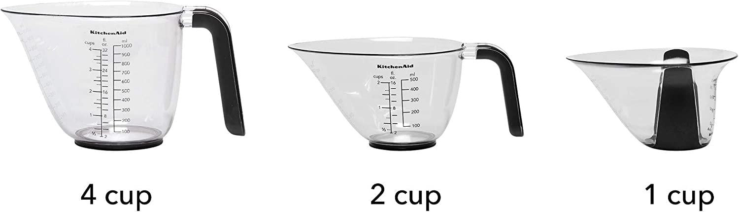 KitchenAid Gourmet Measuring Jugs, Set of 3, Black
