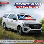 Autoamerics 1-Piece Windshield Sun Shade USA Art Flag - 1 American  - Foldable Car Front Window Sunshade for Most Sedans SUV Truck - Blocks Max UV Rays and Keeps Your Vehicle Cool - Medium