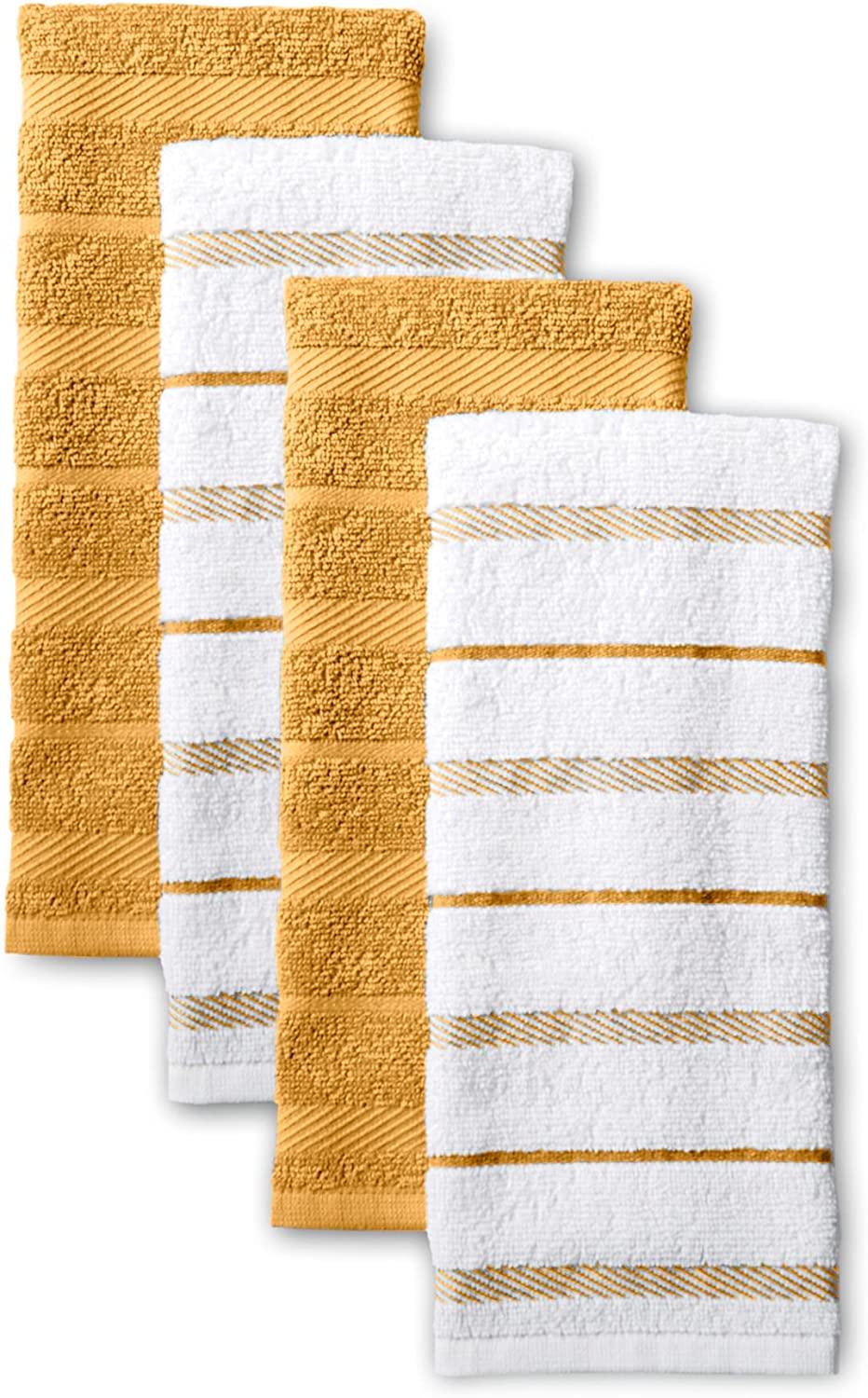 KitchenAid Albany Kitchen Towel Set, Set of 4, Orange Sorbet