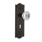 Meadows Plate with Keyhole 2-3/8 in. Backset Timeless Bronze Privacy Bed/Bath Crystal Glass Door Knob