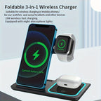 3 In 1 Fast Charging Station, Folding Wireless Charger Stand For  14,13,12,11/Pro/Max/Mini/Plus, X, XR, XS/Max, SE, 8/Plus, For IWatch 1-8, For Airpods 3/2/Pro
