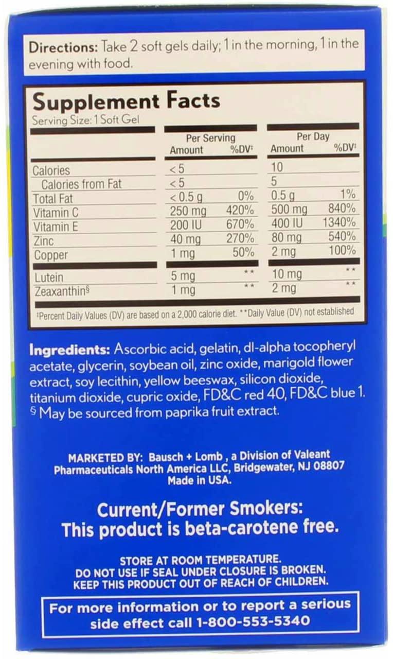 Bausch & Lomb PreserVision AREDS 2 Formula Soft Gels - 120 Softgels, Pack of 6