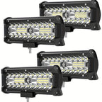 4 Pack Of 120W 12000lm LED Work Light Bar, Led Fog Light 7 Inch Off Road Light Waterproof Die-Casting Aluminum Alloy Shell For Jeep Boat UTV Truck ATV