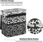 Vankor Car Trash Can for Car Cute Bag Bin Hanging Waterproof Automotive Car Garbage Cans Leak Proof Vehicle Trash Can Cow Print
