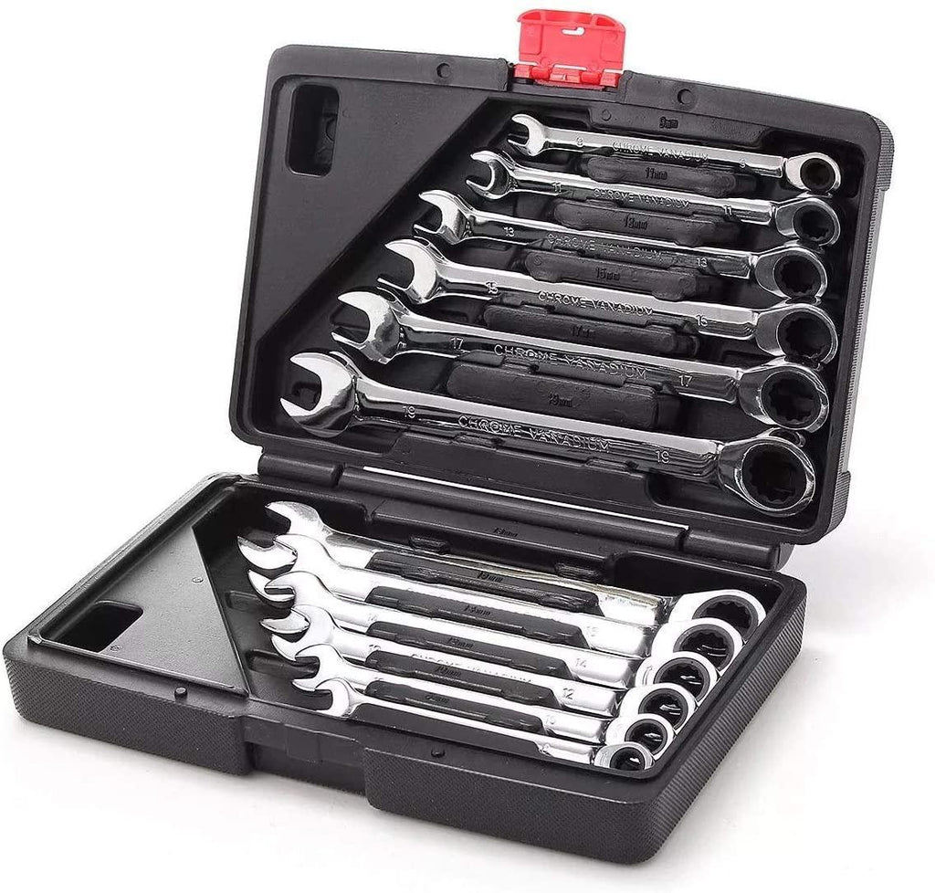 GIRL INSTITUTE XG-WU Spanner 12pc Metric Ratcheting Spanner Combination Wrenche Hand Tools 9mm-18mm CR-V Steel Universal Hand Tools