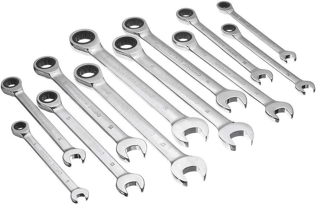 ZYL-YL 12pc Metric Ratcheting Spanner Combination Wrenche Hand Tools 9mm-18mm CR-V Steel Household Tool Sets