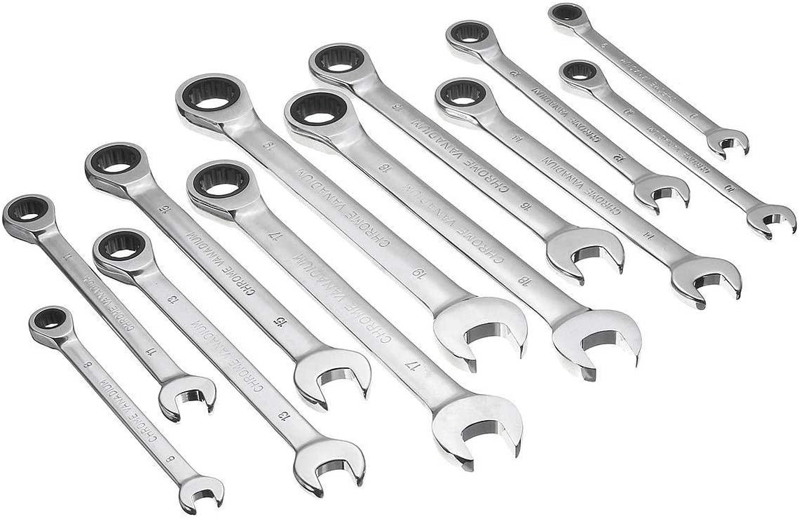 GIRL INSTITUTE XG-WU Spanner 12pc Metric Ratcheting Spanner Combination Wrenche Hand Tools 9mm-18mm CR-V Steel Universal Hand Tools