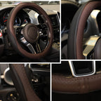 Gomass Car Steering Wheel Cover, Anti-Slip, Safety, Soft, Breathable, Heavy Duty, Thick, Full Surround, Sports Style (Black Brown)