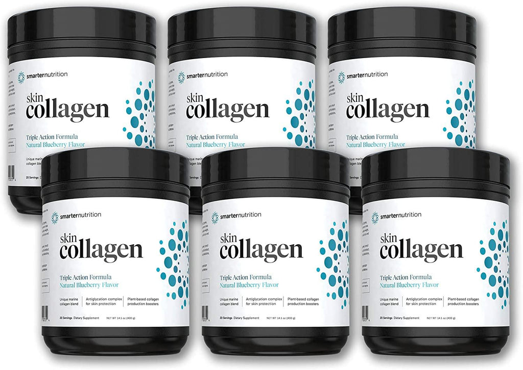 Smarter Skin Collagen - Triple Action Formula for Vibrant, Healthy Skin - Unique Marine Collagen Blend with Antioxidant Protection & Plant-Based Collagen Production Boosters (120 Servings)