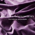 Ivellow Velvet Duvet Cover Queen Purple Velvet Queen Duvet Cover Comforter Cover 3Pcs Ultra Soft Duvet Cover Breathable Solid Luxury Flannel Velour Duvet Cover Zipper Closure Corner Tie