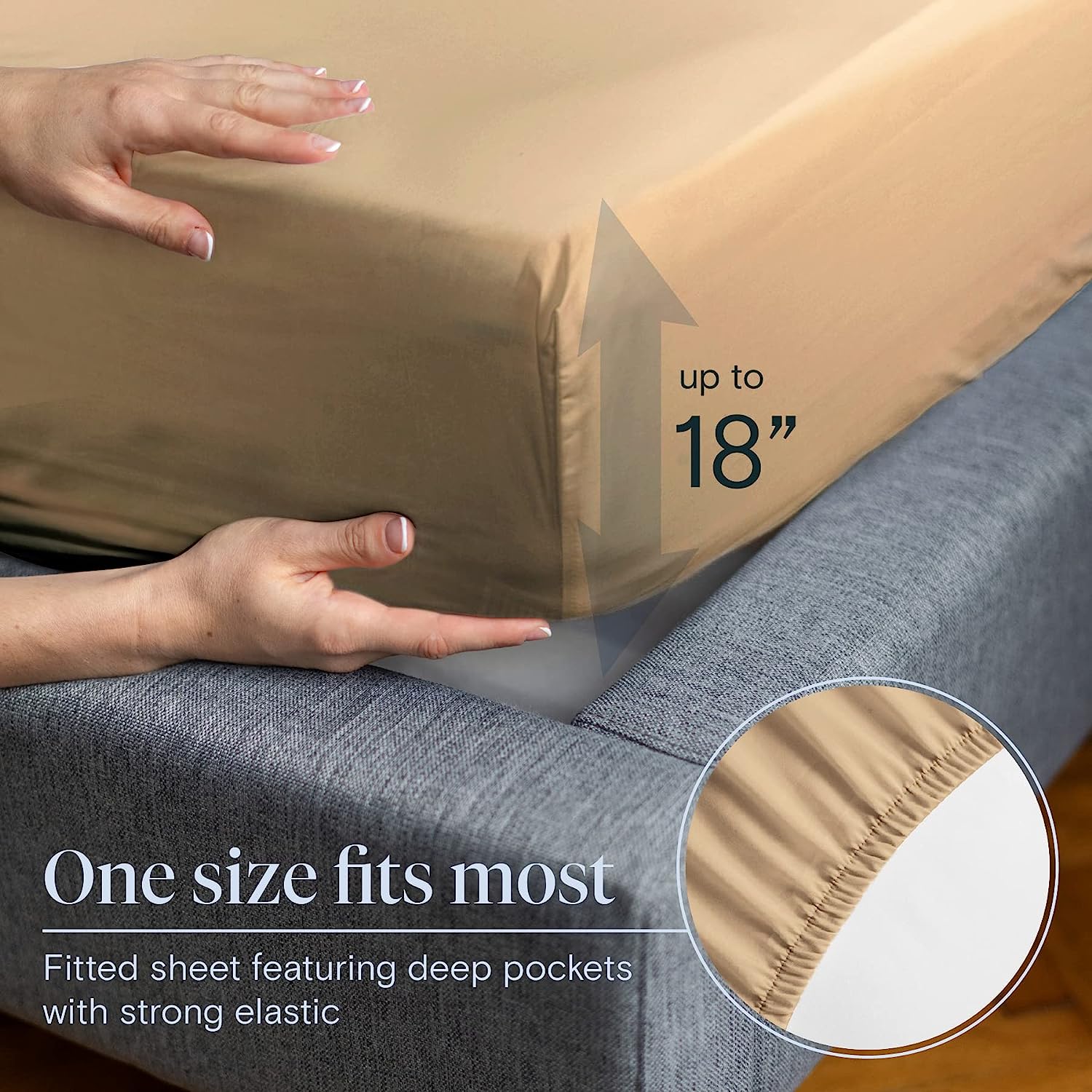 LuxClub 6 PC Queen Sheet Set Bamboo Sheets Deep Pockets 18" Eco Friendly Wrinkle Free Cooling Sheets Machine Washable Hotel Bedding Silky Soft - Mocha Queen
