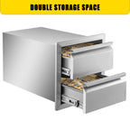 Double Drawer Outdoor Kitchen BBQ Island Drawers  Steel 14"WX15"H