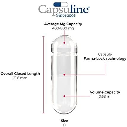 Capsuline - Size 0 Clear Empty Gelatin Capsules - 50000 Count - Manufactured in North & South America - Kosher & Halal Certified - Pill Capsules