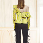 long sleeve ruffled floral blouse