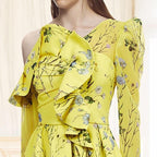 long sleeve ruffled floral blouse