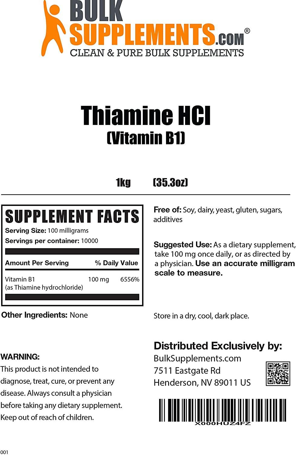 BulkSupplements.com Thiamine HCl (Vitamin B1) Powder (5 Kilograms - 11 lbs)
