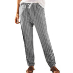 high waist long striped pants