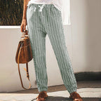 high waist long striped pants