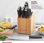 KitchenAid Classic 15-Piece Block Set with Built-in Knife Sharpener, Natural