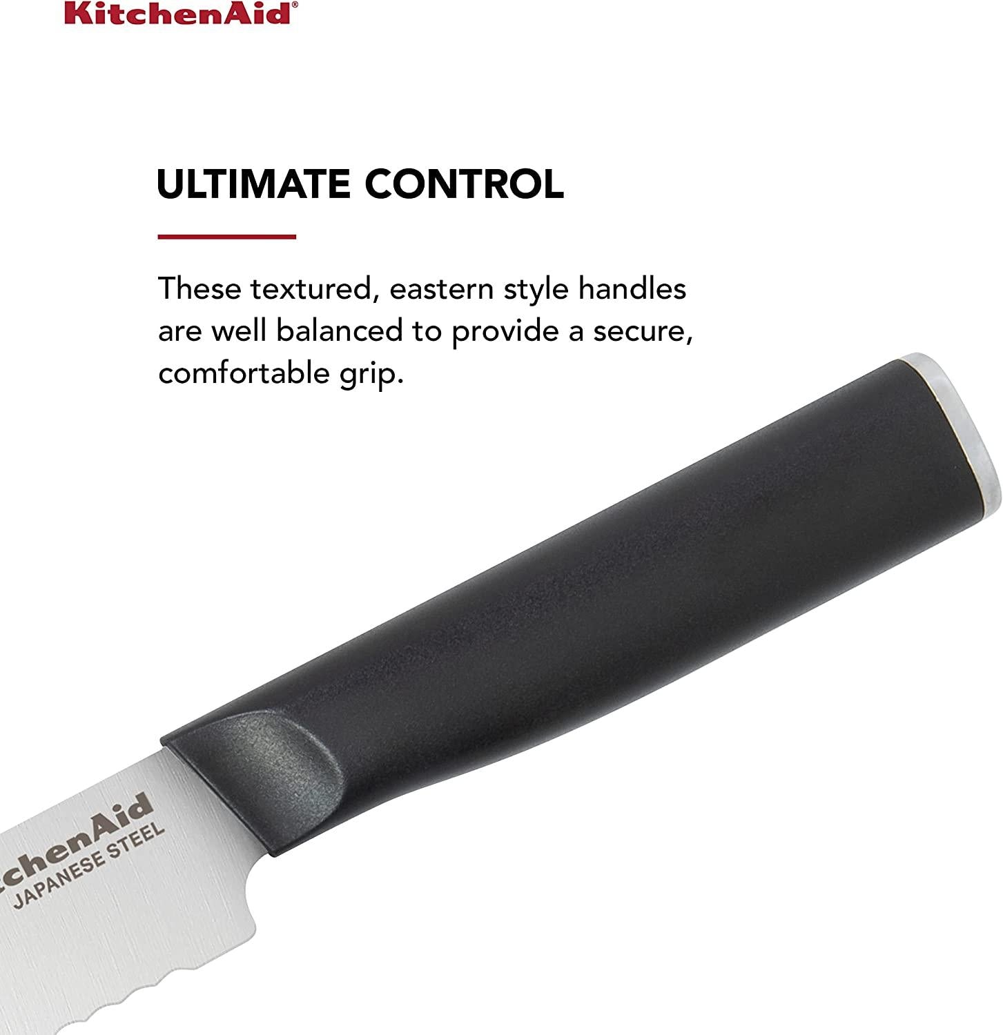 KitchenAid Classic 15-Piece Block Set with Built-in Knife Sharpener, Natural
