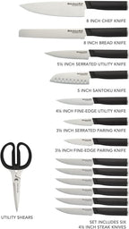 KitchenAid Classic 15-Piece Block Set with Built-in Knife Sharpener, Natural