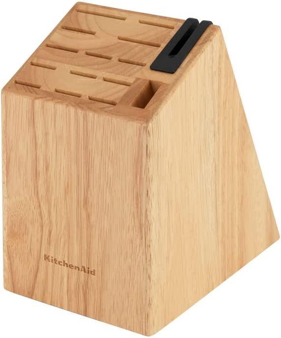 KitchenAid Classic 15-Piece Block Set with Built-in Knife Sharpener, Natural